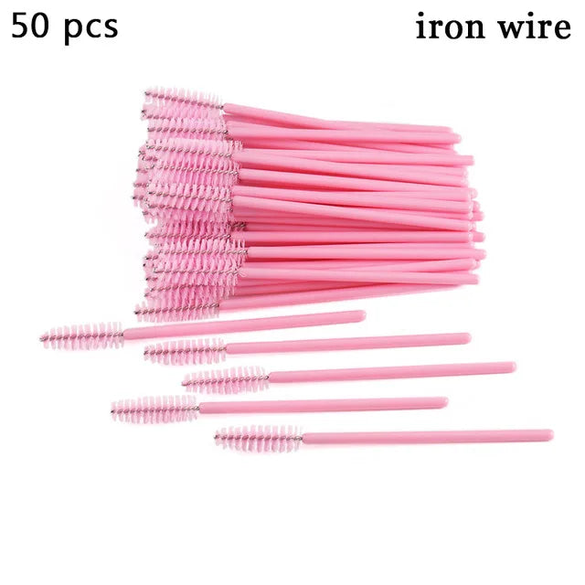 50pcs Eyebrow Mascara Wand Applicator Set