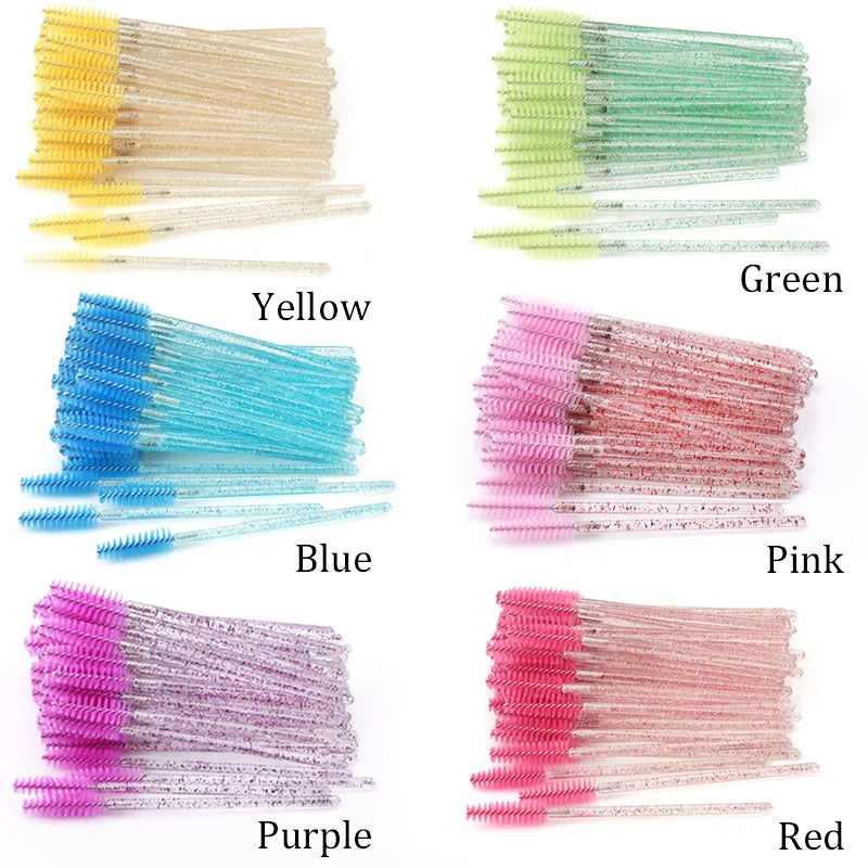 50pcs Eyebrow Mascara Wand Applicator Set