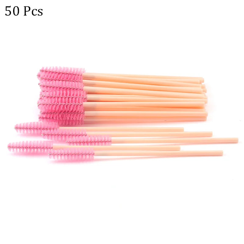 50pcs Eyebrow Mascara Wand Applicator Set