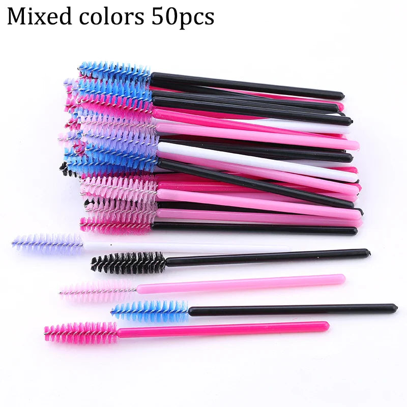 50pcs Eyebrow Mascara Wand Applicator Set