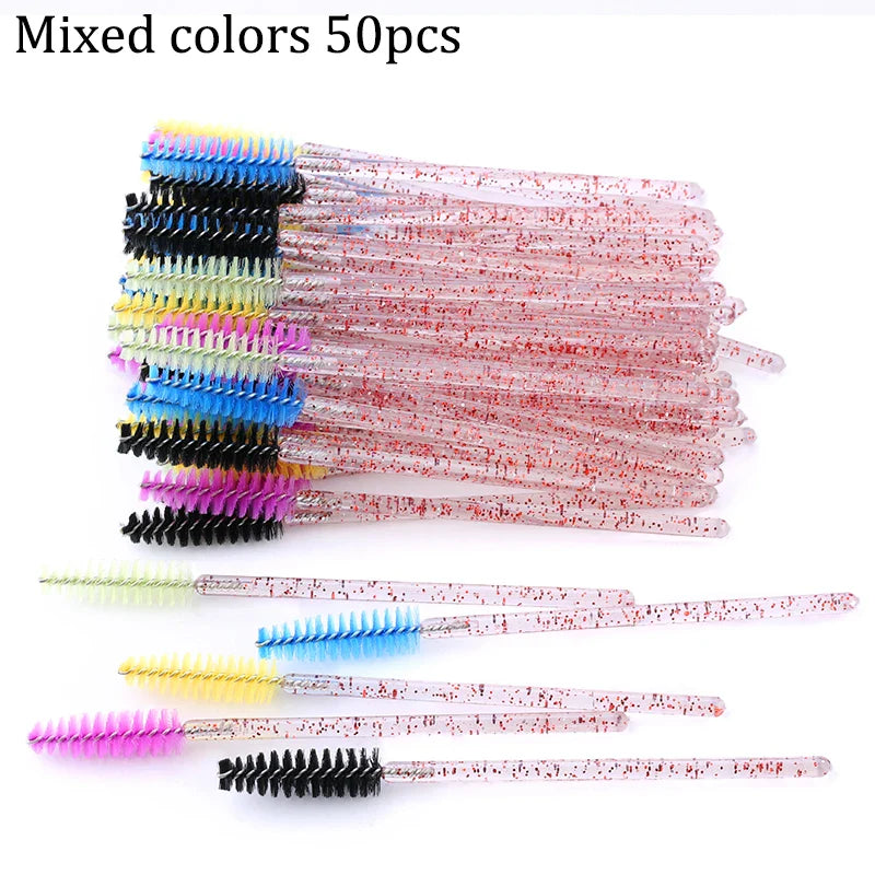 50pcs Eyebrow Mascara Wand Applicator Set