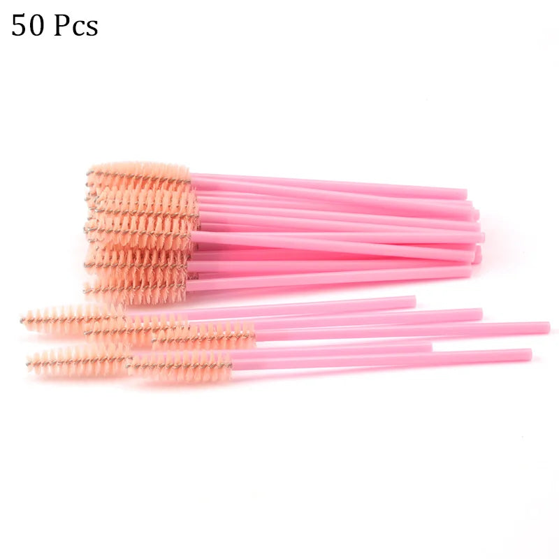 50pcs Eyebrow Mascara Wand Applicator Set