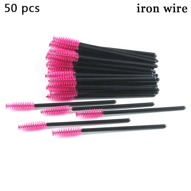 50pcs Eyebrow Mascara Wand Applicator Set