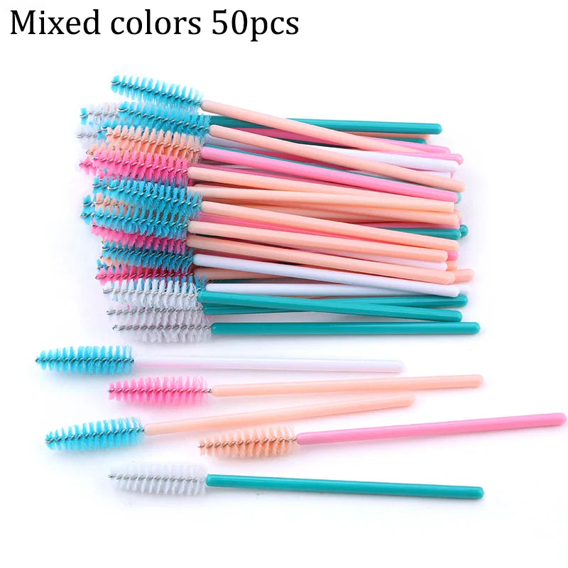 50pcs Eyebrow Mascara Wand Applicator Set
