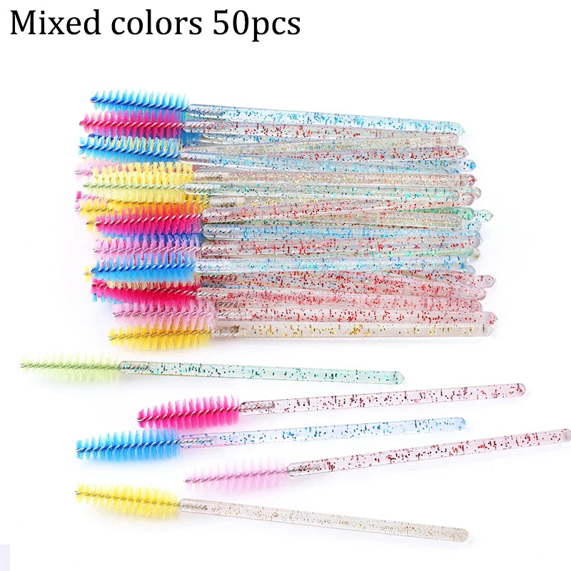 50pcs Eyebrow Mascara Wand Applicator Set