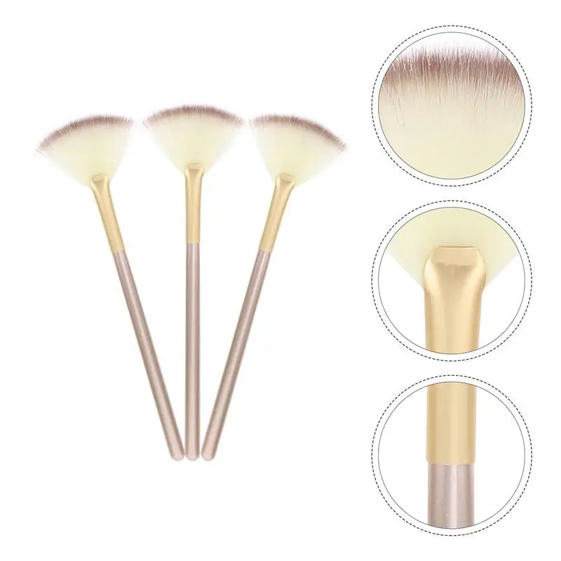 Makeup Brushes Kit 3Pcs Fan Highlight Blush-3