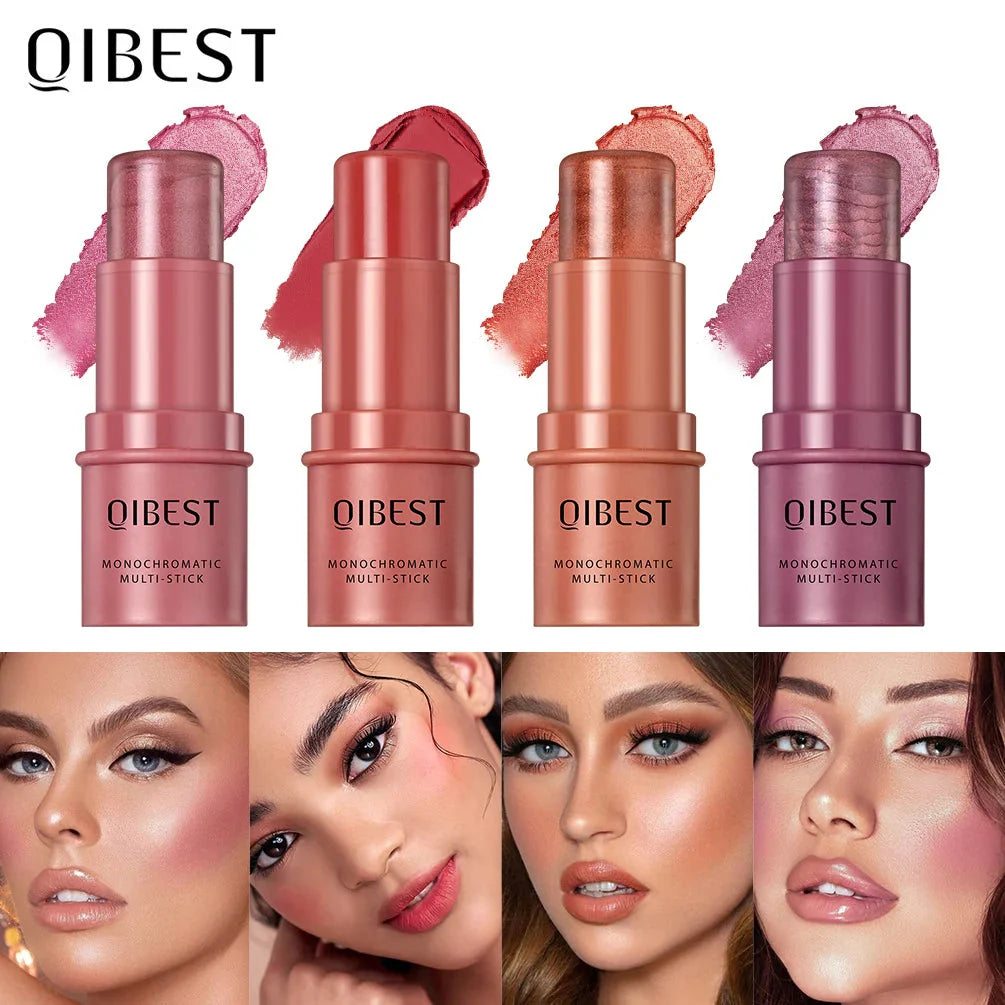 3-in-1 Cheek Blush Stick Lip Tinted Eyes Cheek Lips Brighten Cream Water-resistant Moisturizing Face Contouring Shadow Blusher-1